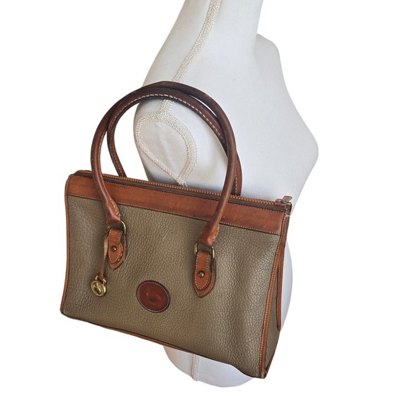 AS IS/FAIR/PROJECT BAG Vintage Dooney & Bourke All Weather Leather Satchel Brown - Picture 2 of 16